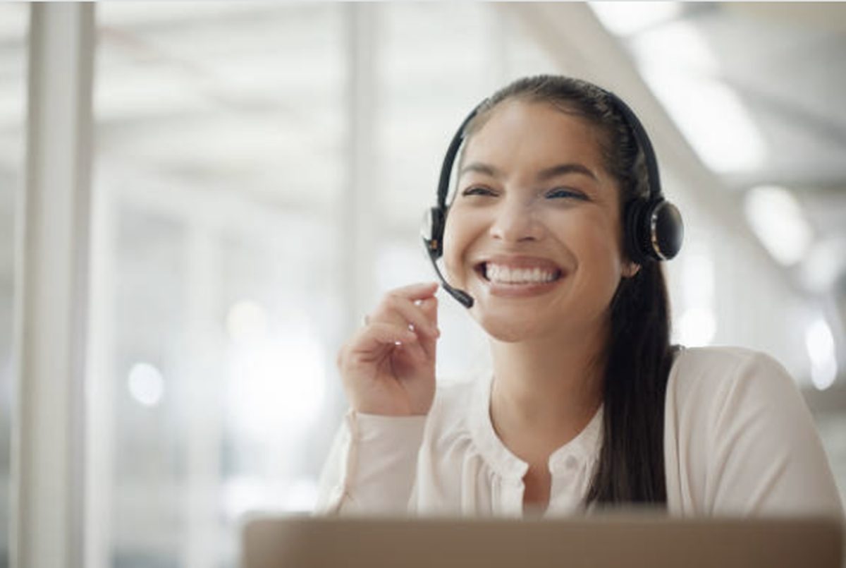 Support representative speaking with a caller